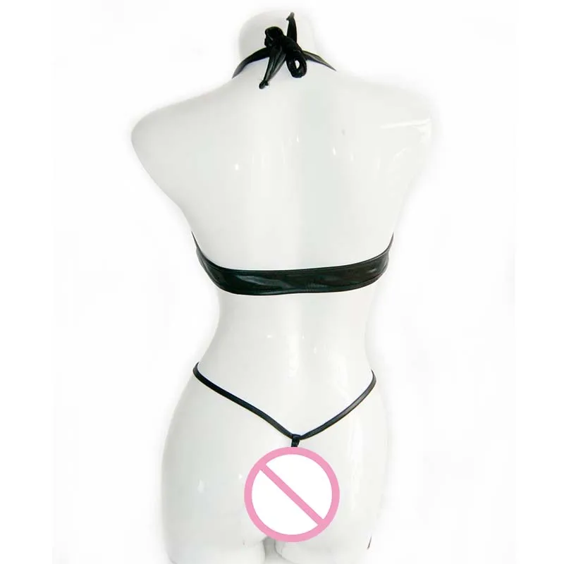 Женское нижнее белье порно Нижнее женское черное боди с лямкой на шее и открытой