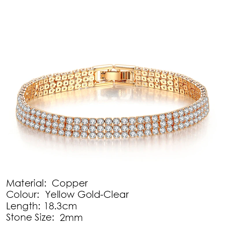 YelowGoldClear H093 32 стиля, браслет и браслет для женщин, роскошный трендовый 5 видов и 11 цветов, Теннисный браслет с кубическим цирконием, модные ювелирные изделия, подарок H095-M - Окраска металла: YelowGoldClear H093