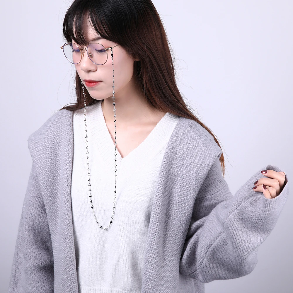 

My Shape 78cm Heart Hollow Eye Glasses Chain Golden Silver Plated Sunglass Chain Beads Cord Eyeglass Women Eyewear Accessory