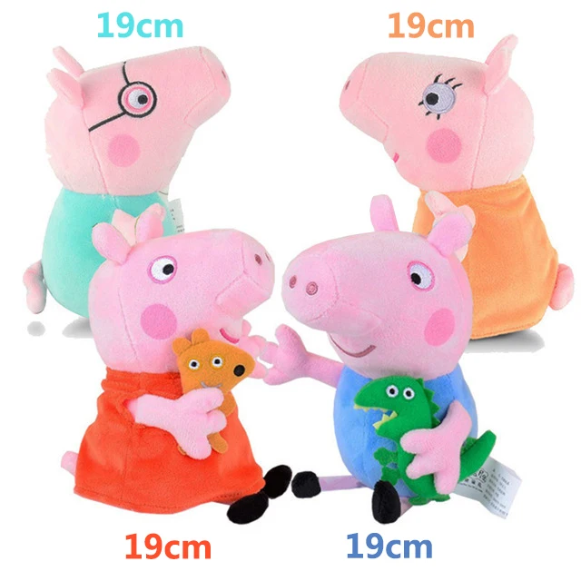 19cm Family Подлинный Свинка Пеппа Семья Плюшевые игрушки Свинка Пеппа Джордж Семейные игрушки для детей куклы для хобби и мягкие плюшевые игрушки подарки на год - Цвет: 19cm Family