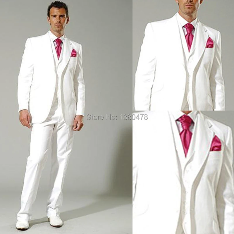 Костюм на заказ новый стиль белый смокинг жениха Лучший мужской костюм мужские