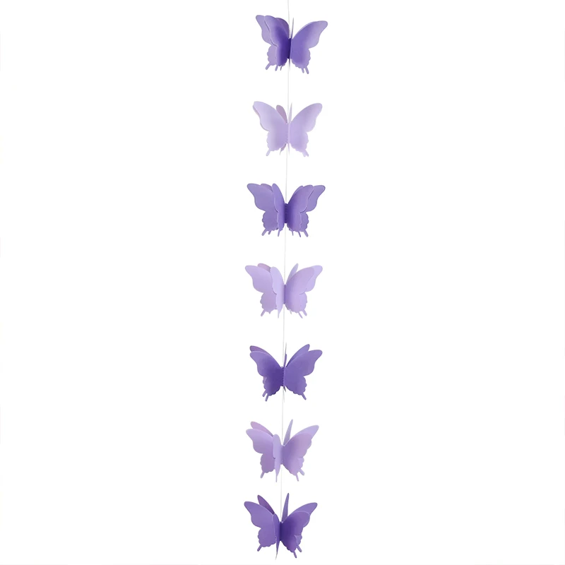 2,7 м, 8 см, бумажная 3D Гирлянда с бабочками, сделай сам, занавеска, цветы для детей, на день рождения, украшение для детской комнаты, Настенный Цветок