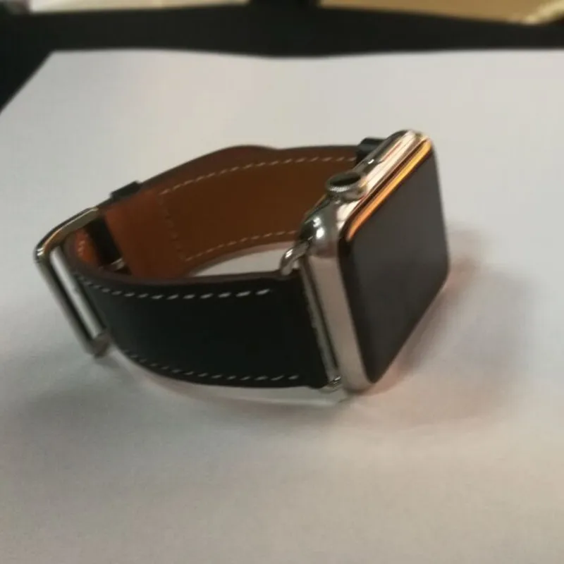 Ремешок из натуральной кожи для apple watch 4 5 44 мм 40 мм ремешок iwatch 42 мм 38 мм двойной тур Браслет apple watch 5 4 3 2 ремешок для часов - Цвет ремешка: 42mm Black Single
