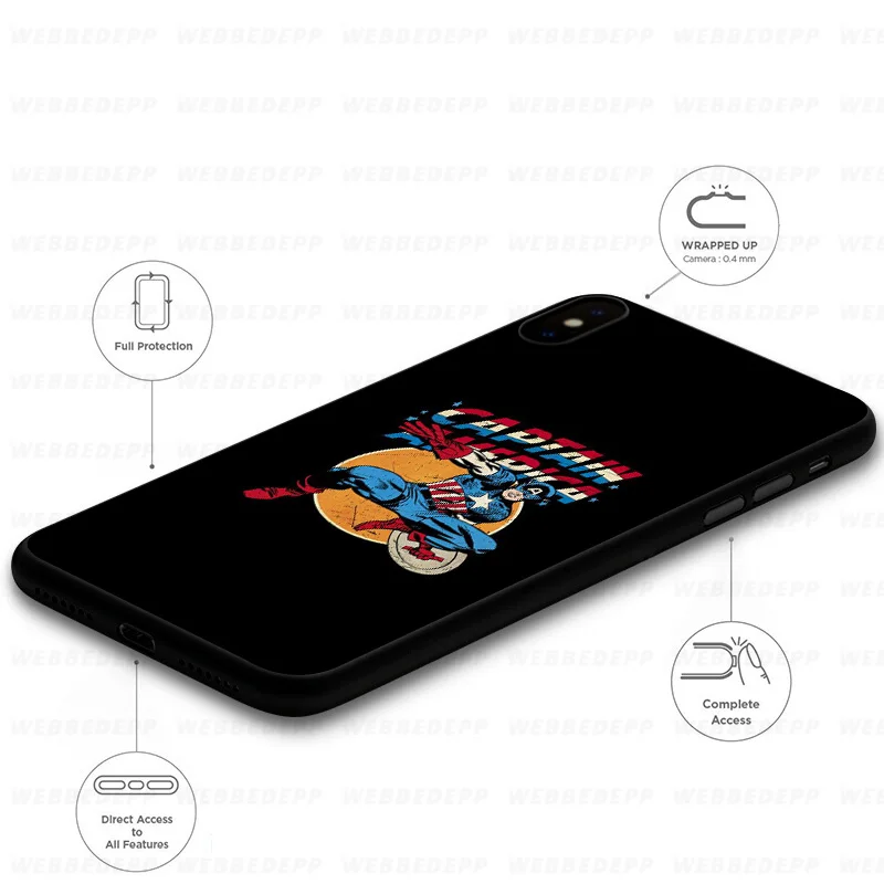 WEBBEDEPP Captain America Caps Мягкий силиконовый чехол для iPhone 11 Pro Xr Xs Max X или 10 8 7 6 6S Plus 5 5S SE Case |