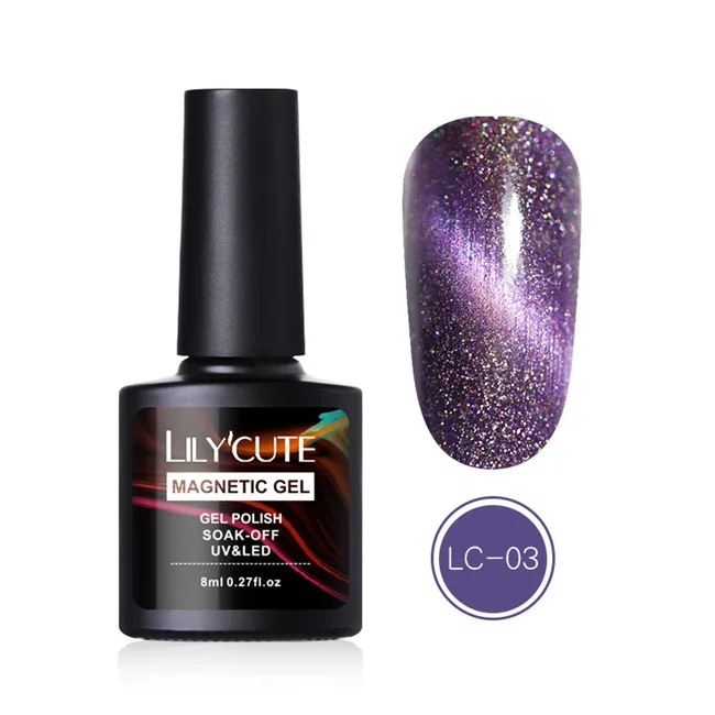 Holo LC03 LILYCUTE 8 мл 3D Гель-лак для ногтей с эффектом «кошачий глаз» голографический Лак Блеск магнитный гель лазерный лак Гель-лак для ногтей замачиваемый УФ-гель - Цвет: Holo LC03