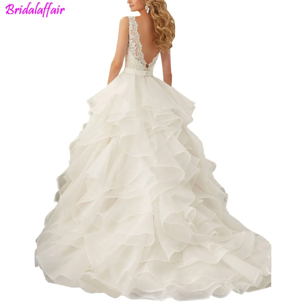 Corset Wedding Dresses Ruffled Organza Custom Made White/Ivory Plus Size Bride Dress Cheap Wedding Dresses With Free Shipping