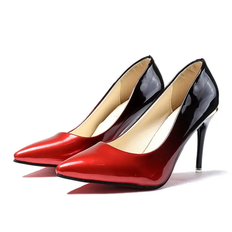 JOJONUNU Women Patent Leather High Heel Shoes Pointed Toe Gradual Change Color Pumps Elegant Footwear Size 34-40 | Обувь
