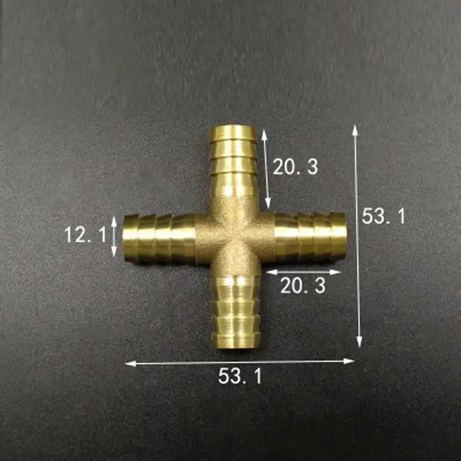 

Hose Barb 12mm 4 Way Splitter Cross Brass Connector Coupling Adapter Fitting