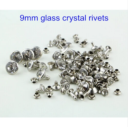 80 комплектов 9 мм граненые стеклянные шпильки с заклепками прозрачные бусины