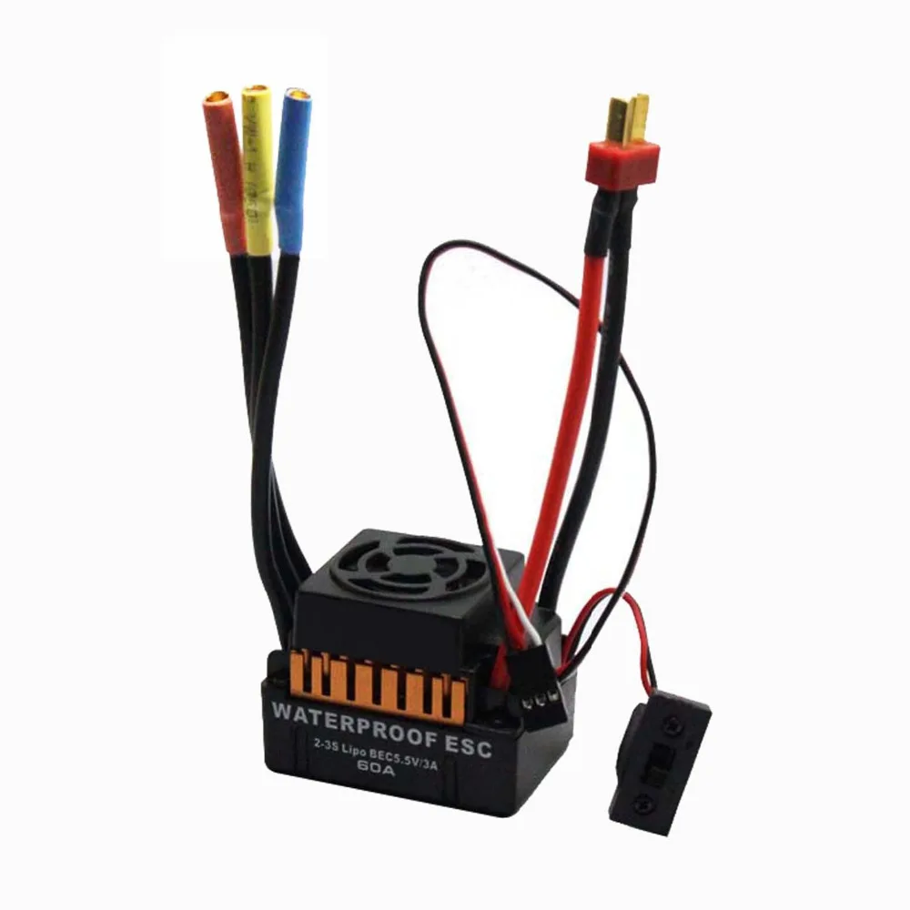 Водонепроницаемый 60A Blushless ESC + 4 полюса BL3650 3900KV двигателя для 1/10 RC автомобилей