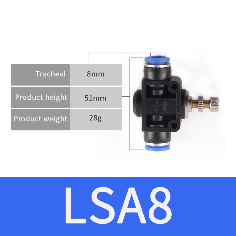 LSA8 Пневматические Фитинги LSA 4 мм 6 мм 8 мм 10 мм 12 мм воздушный шланг для воды труба одно касание прямой нажимной пластиковый быстроразъемный фитинг - Цвет: LSA8