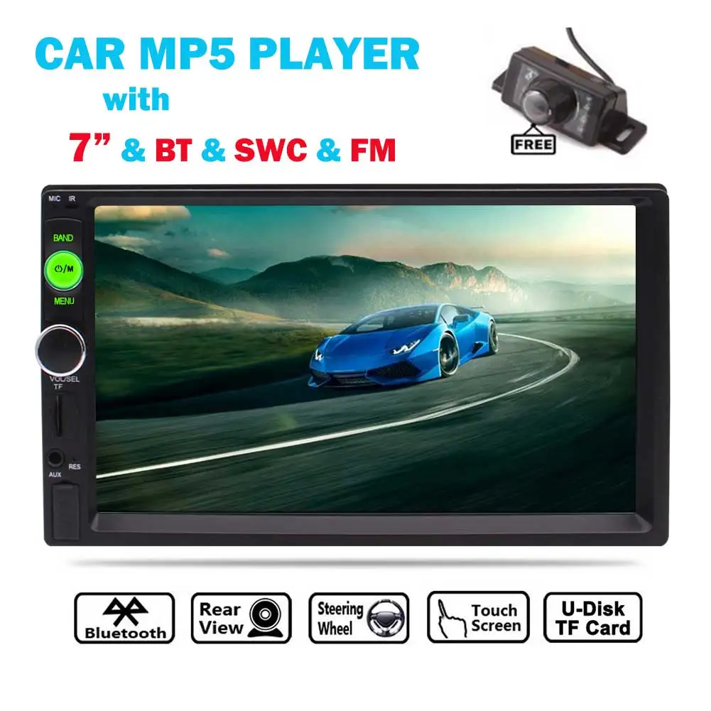 Бесплатная камера заднего вида + 6 2 &quotдвойной Din автомобильный стерео без CD/DVD