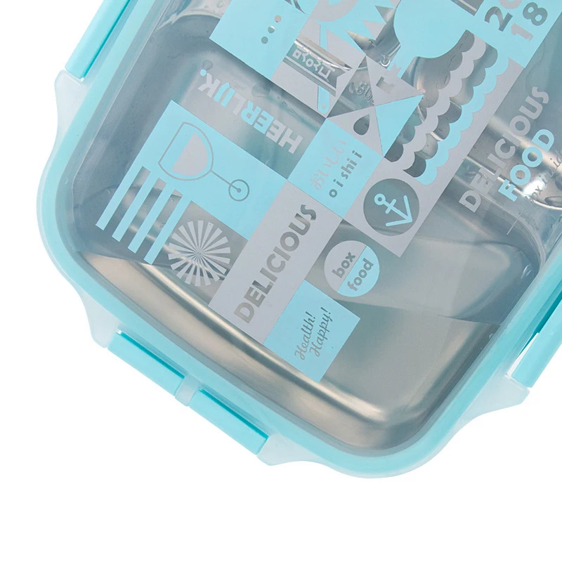 

YIHAO High Quality Hot Sale 304 Stainless Steel Water Injection Insulation Four Grid With Chopsticks And Spoon Lunch Box