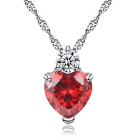 heart shape hanging pendant necklace setting cubic zirconia water wave chain manycolor necklace for women
