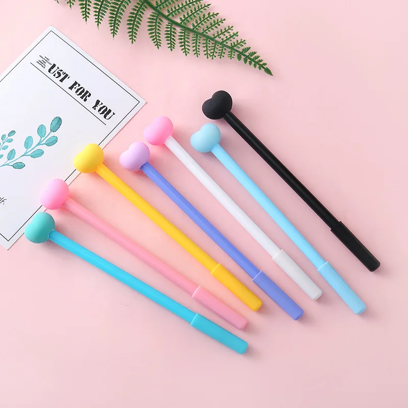 

48pcs/set Stationery Pink Girl Love Pen Cute Girl Writing Instrument Tool Heart Shape Gel Ink Pen 0.5mm