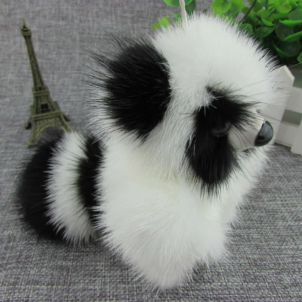 Мех ручной работы украшения для волос норка Маленький Енот кулон сумка