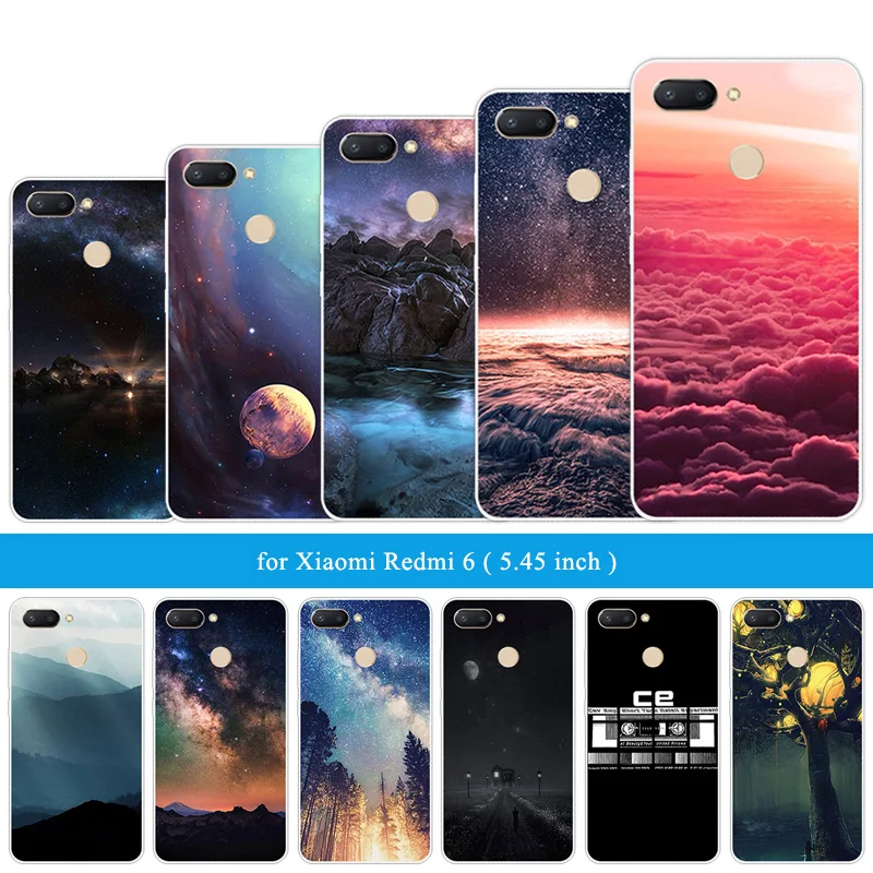5,45 дюймов для Xiaomi Redmi 6, чехол для телефона с изображением звездного неба, Мягкий ТПУ силиконовый чехол с отверстием для отпечатков пальцев, задняя крышка для Xiaomi Redmi 6, чехол