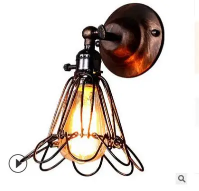 American retro iron small birdcage wall lamp industrial style designer home bar corridor lamps | Лампы и освещение