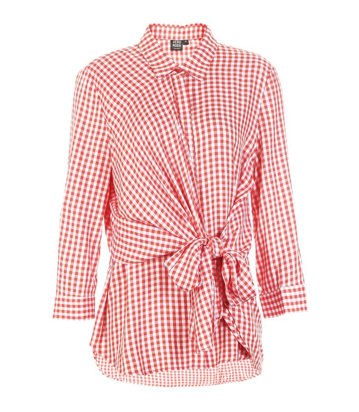 Vero Moda Новая женская клетчатая кружевная двухсторонняя блузка с 3/4 рукавами | 318331503