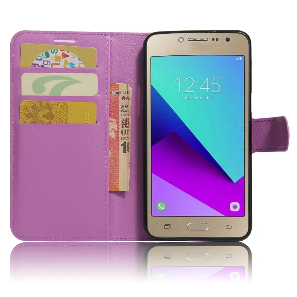 J2Prime Case for Samsung J2 Prime Grand Cases Wallet Card Stent Lichee Pattern Flip Leather Covers Protect Cover Black SM | Мобильные