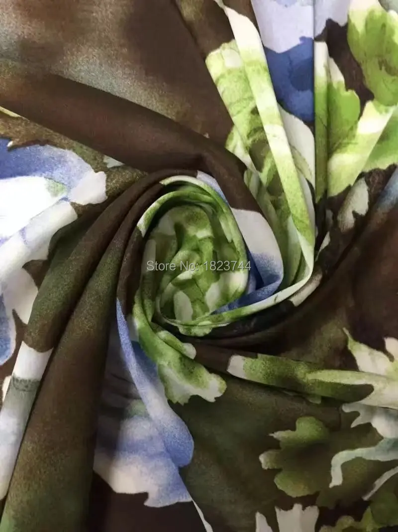 (5 yards/lot) ASL7529-18 HOT SELL printed chiffon silk fabric for dress stretch elastic 10mm | Дом и сад