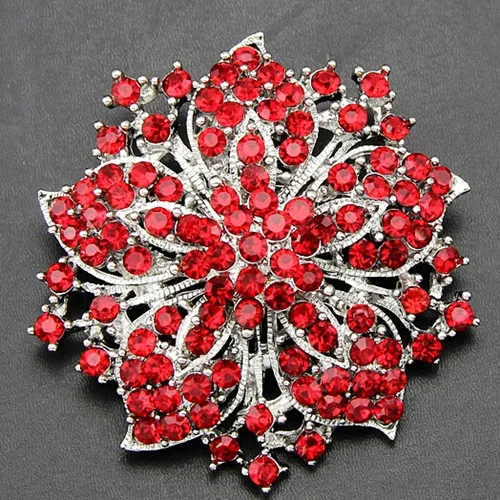 Лидер продаж Элегантные Броши с красным кристаллом в форме цветка для свадебного