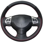 Чехол на руль автомобиля из черной натуральной кожи и замши для Mitsubishi Lancer EX Outlander ASX Colt Pajero Sport