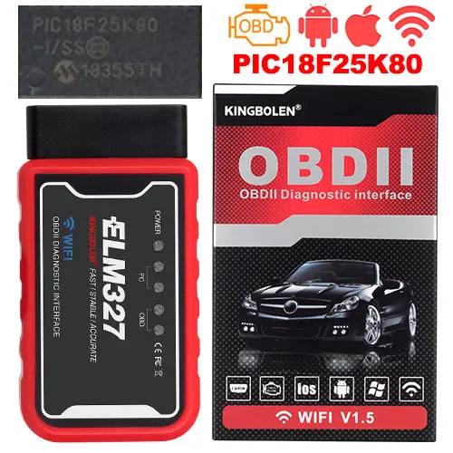 WIFI version B Автоматический сканер диагностический инструмент obd ELM327 WiFi/Bluetooth V1.5 obdii чип pic18f25k8 для IPhone/Android/PC obd2 для крутящего момента - Цвет: WIFI version B