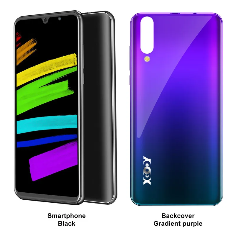 Black add purple cas Мобильный телефон XGODY P30, Android 9,0, 6 дюймов, 18:9, 2G, 16G, мобильный телефон MTK6580, четыре ядра, две sim-карты, 5Мп, камера, gps, 3g, мобильный смартфон - Цвет: Black add purple cas