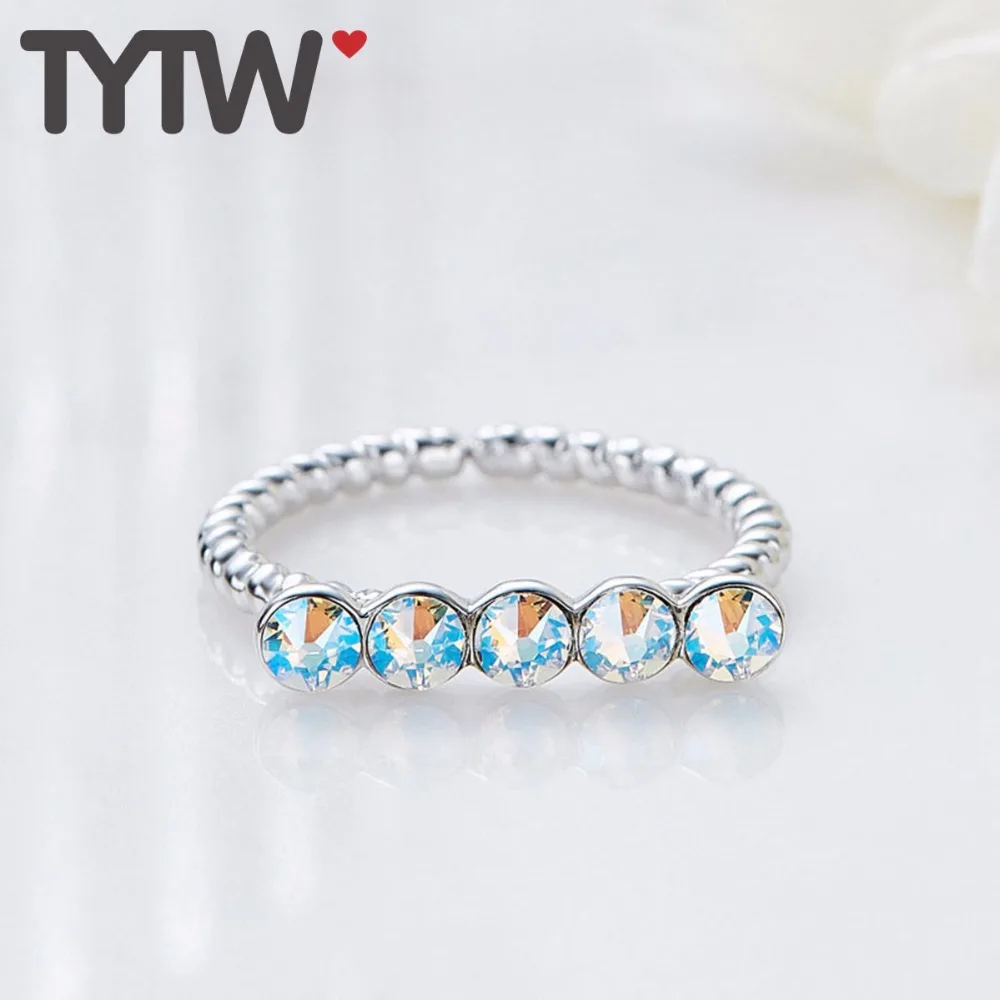Кольцо TYTW 2018 с кристаллами из серебра 925 пробы модное женское кольцо на годовщину