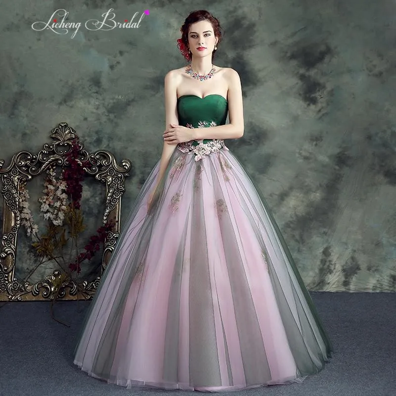 Licheng Bridal green quinceanera dresses 2017 sweetheart off shoulder prom gowns flower lace appliques party dressses | Свадьбы и