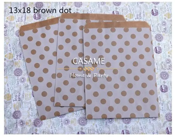 brown dot 25 шт. Подарочный пакет для конфет ручной работы 5x7 дюймов, полностью крафт-белый стиль, новые бумажные пакеты для попкорна, безопасные вечерние пакеты для выпечки - Цвет: brown dot
