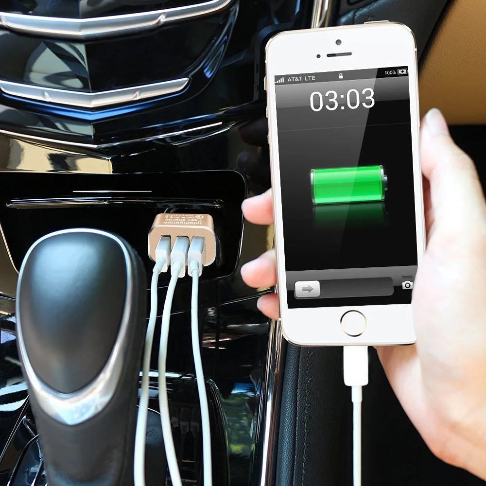 1x универсальное автомобильное зарядное устройство с 3 USB-портами QC 3,0 42 Вт для iPhone Galaxy S7  S6  EdgePlus, автомобильное зарядное устройство для смар... (art.: 7a5d65797) - 7a5d65797