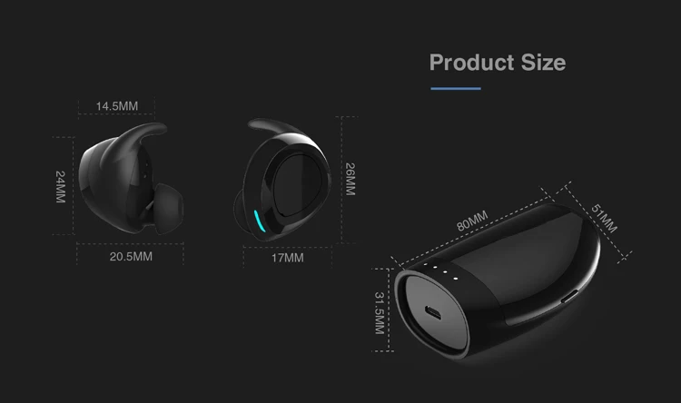 ES60 СПЦ с двойным правда Беспроводной Наушники гарнитуры наушники с Bluetooth V5.0 Спорт наушники вкладыши для Iphone Android смартфон