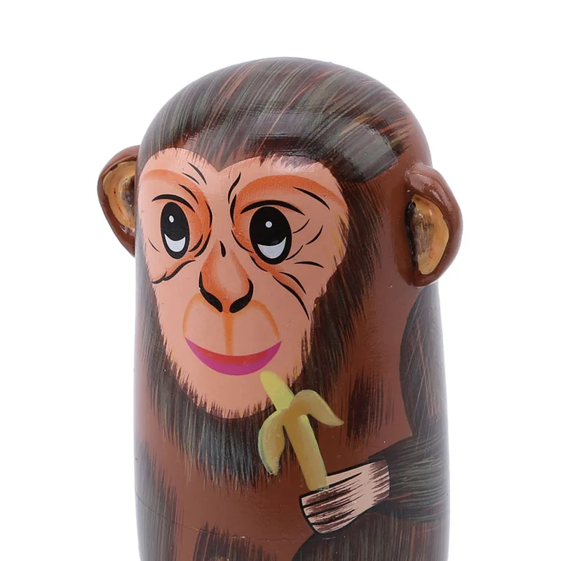 5 шт./компл. деревянная матрешка куклы матрешки милые животные обезьяна подарок