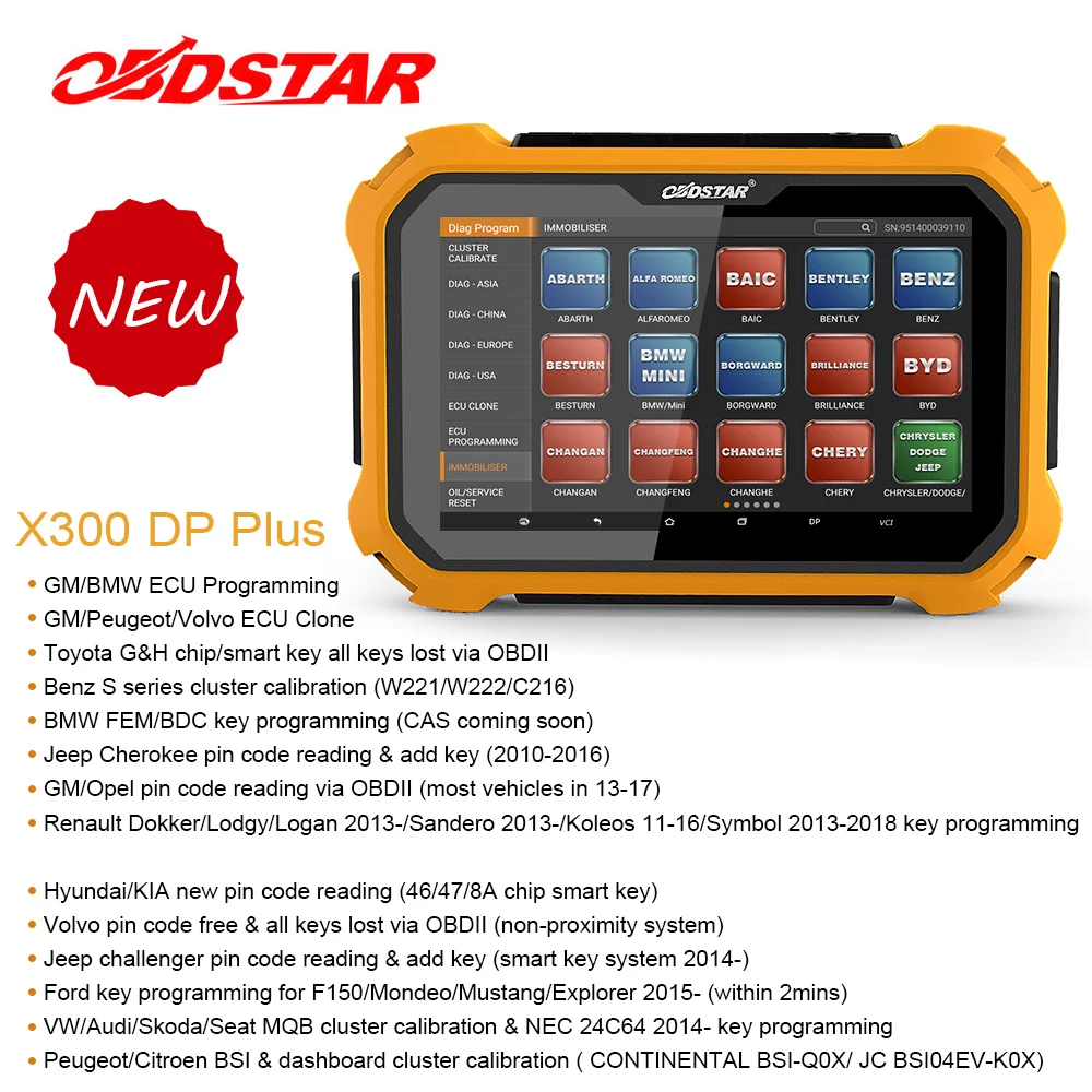 Obdstar X300 DP плюс Авто ключевой программист Pin-код OBD2 сканер ЭБУ с настраиваемым