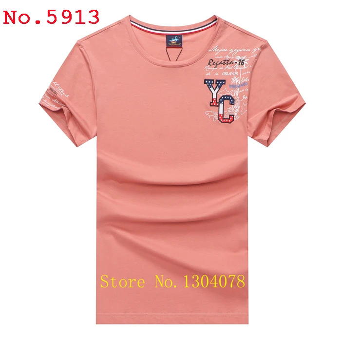 5913-ORANGE Мужская одежда Tace& Shark, брендовая дизайнерская футболка, Мужская футболка с коротким рукавом и круглым вырезом, Хлопковая мужская футболка с вышитой акулой, camiseta - Цвет: 5913-ORANGE