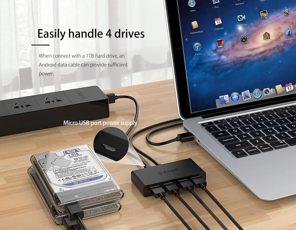 ORICO высокоскоростной 4 порта USB3.0 концентратор USB порт USB микро порт концентратор зарядный концентратор USB разветвитель для Apple Macbook Air ноутбук ПК планшет