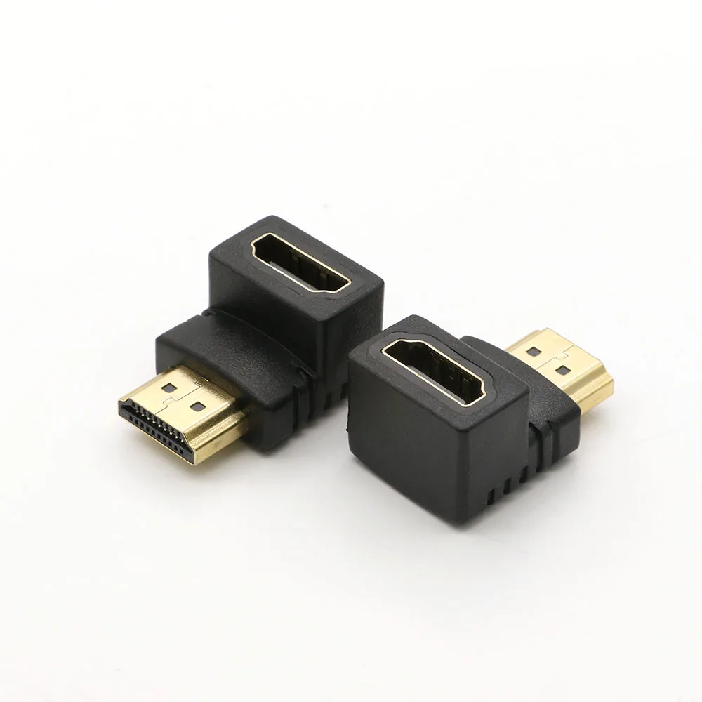 2 шт Джек совместимому с HDMI 90 градусов угловой переходник Совместимость M F
