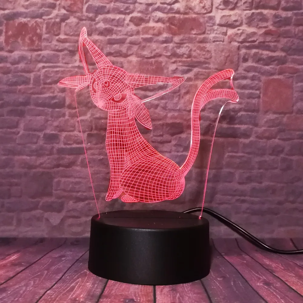 Новый аниме 3D Покемон го фигурку прекрасный Espeon 7 цветов ночник Хэллоуин дети