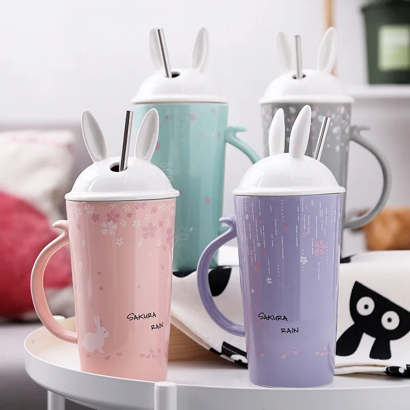 475 мл мультяшный кролик лаконичная керамическая чашка с молоком кофейная кружка