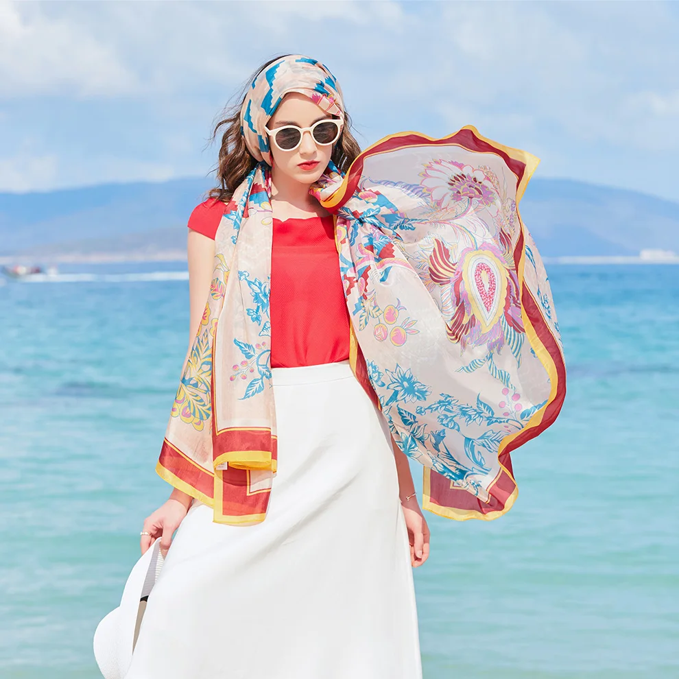 Moda Mujer дизайн шелковый длинный хиджаб шарф женский роскошный бренд пляжное одеяло шаль одежда Бандана Хиджаб щит для лица платок
