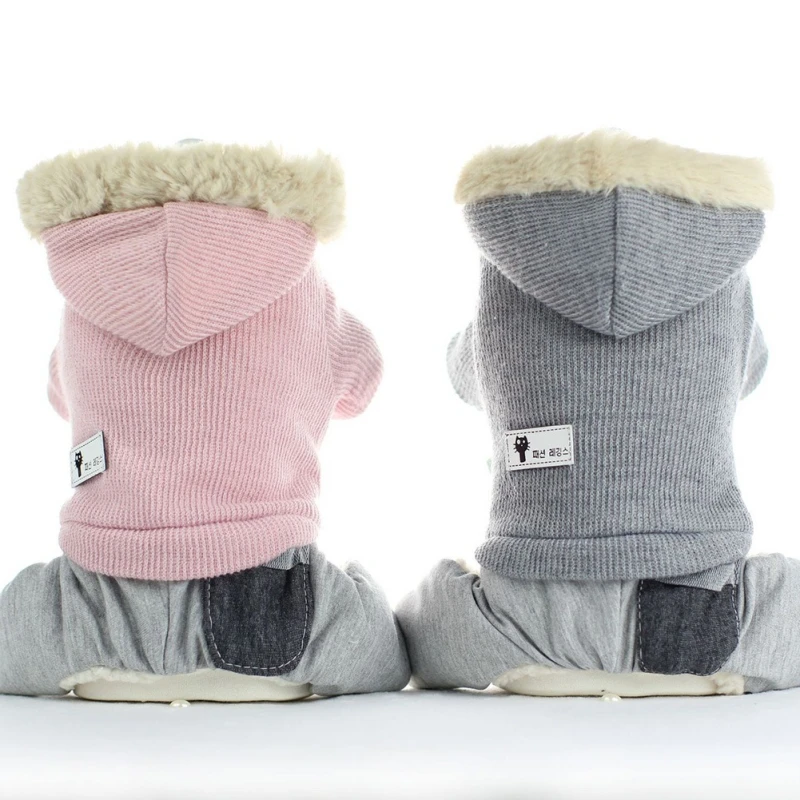 Шерстяной комбинезон с кроликом и собакой зимняя кожаная одежда для домашних