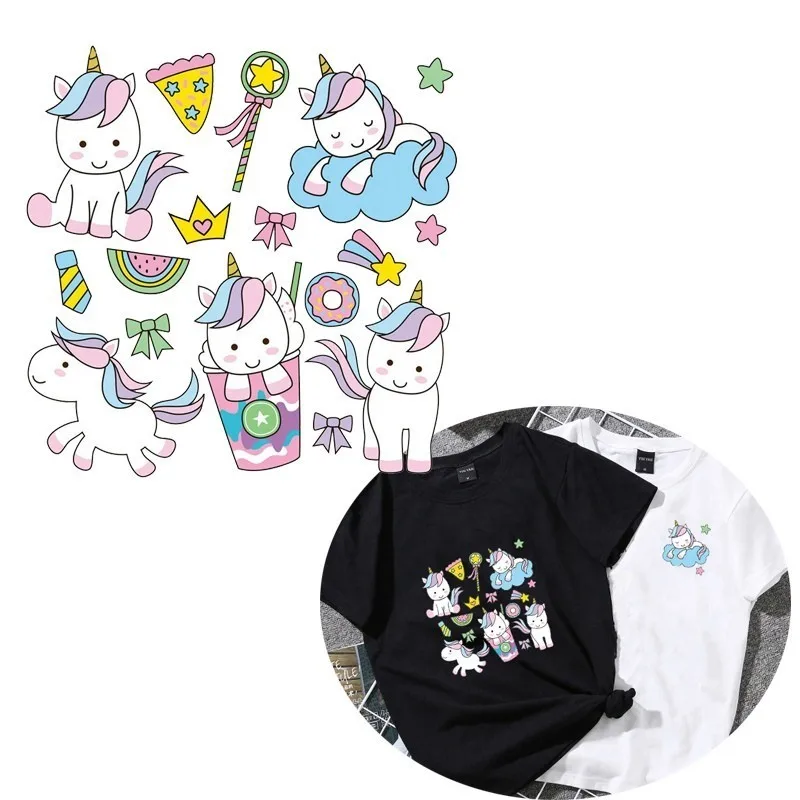 Симпатичный единорог термонаклейка с рисунком из мультфильма винила радуга на