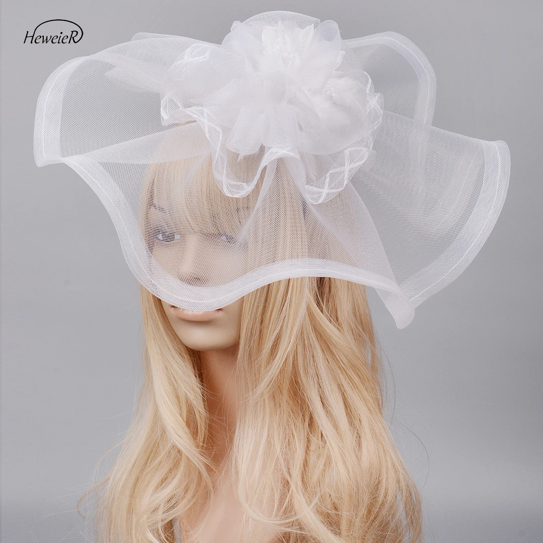 Большая Вуалетка головной убор ручной работы белая женская заколка для волос