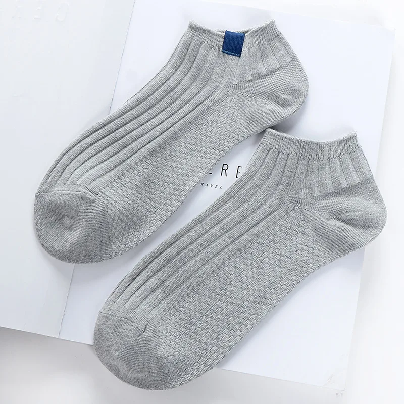 Мужские короткие носки, хлопковые низкие, носки-лодочки, wo мужские - Цвет: gray