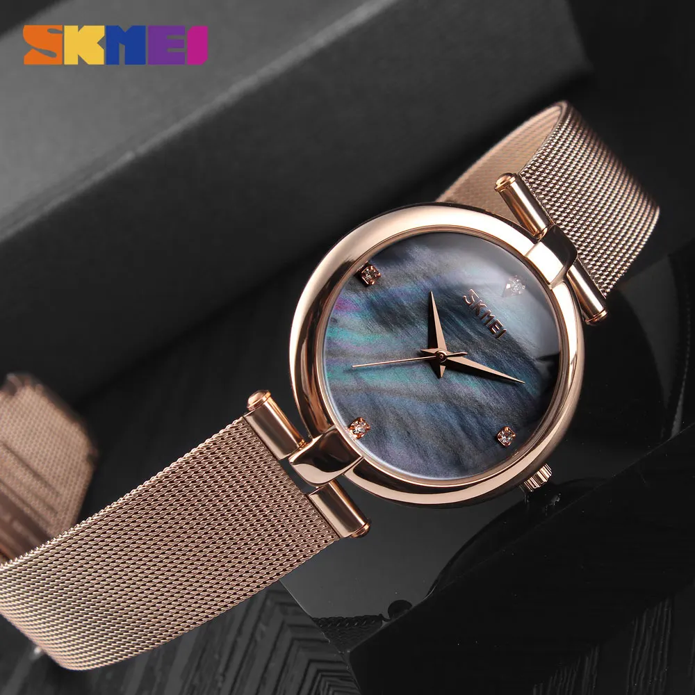 SKMEI часы montre femme женские кварцевые Роскошные повседневные из нержавеющей стали