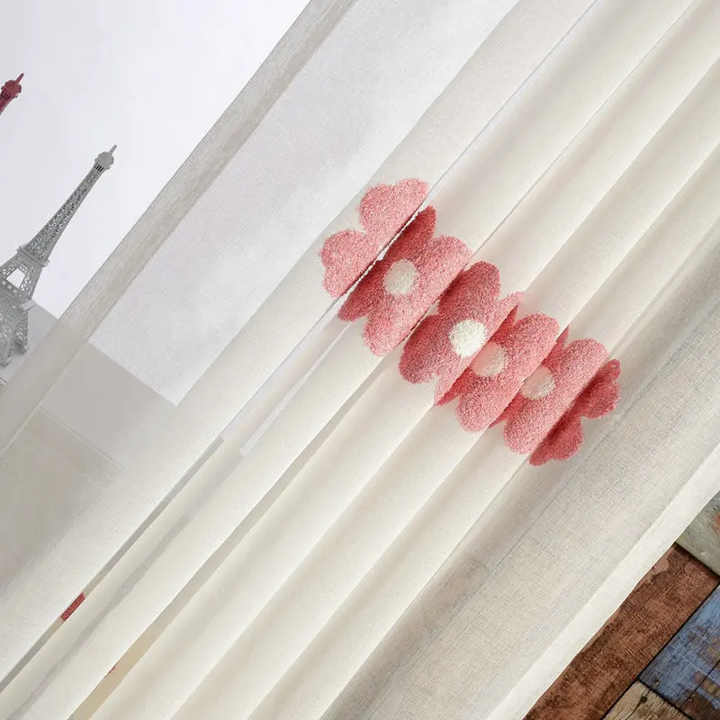 Белые тюлевые шторы для гостиной детской комнаты девочек красные цветочные