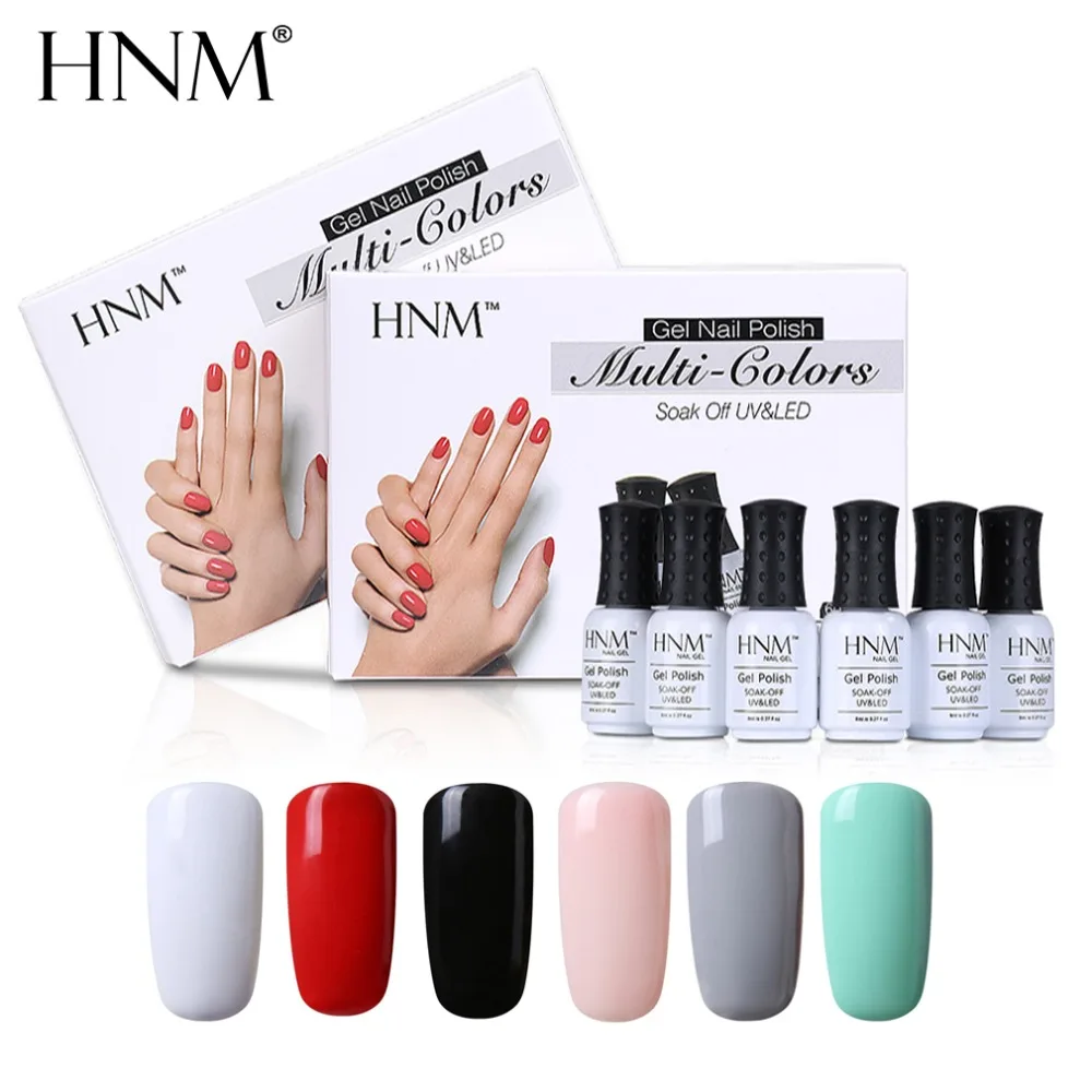 HNM набор из 6 шт./комплект УФ гель для ногтей штамповки 8 мл лак Подарочная коробка