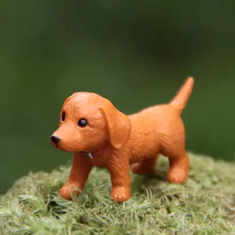 Миниатюрная коричневая Статуэтка щенка, шикарный миниатюрный садовый бонсай в случайном порядке, маленькие свежие садовые аксессуары, дек...
